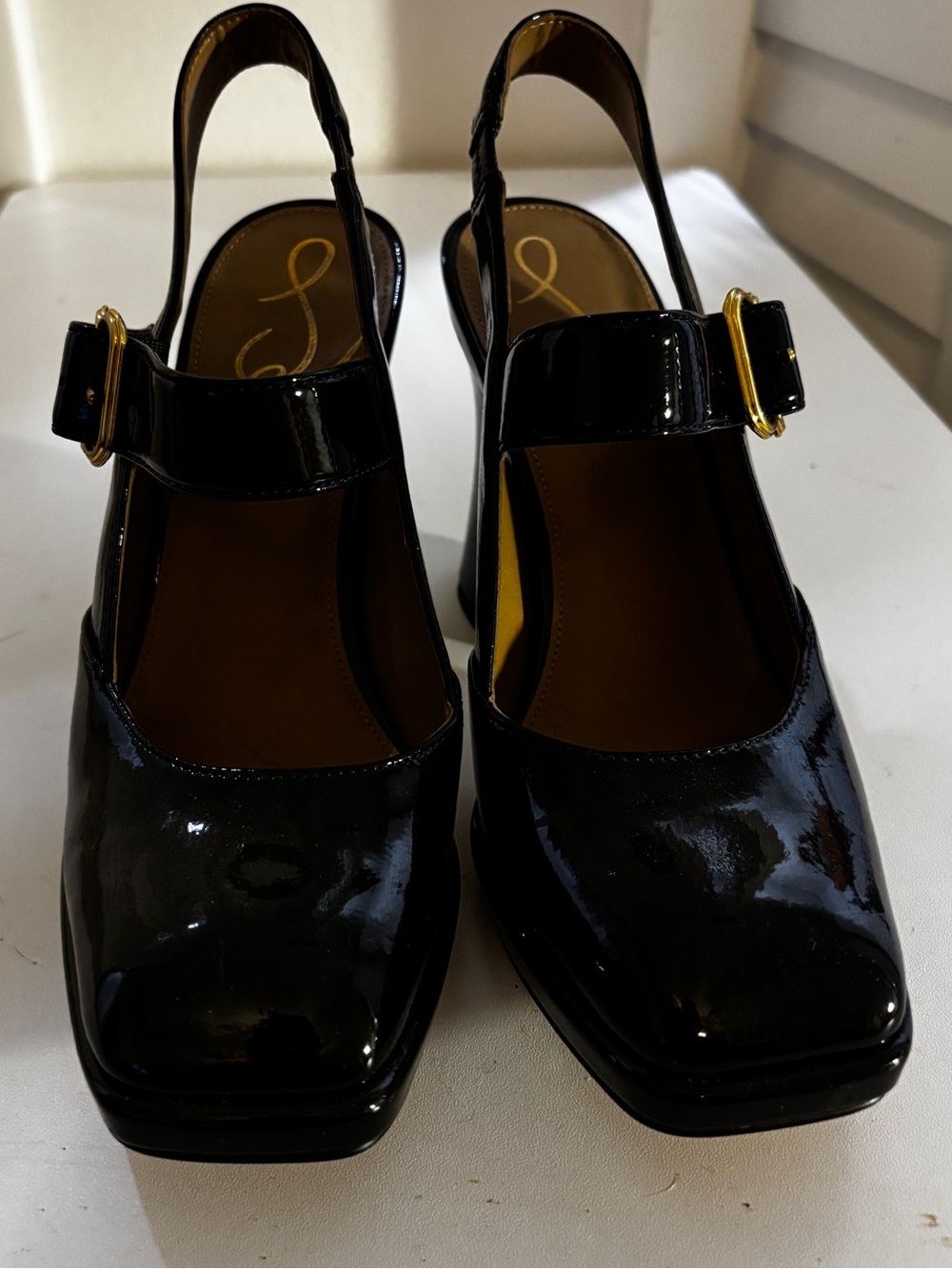 NWOT Sam Edelman Black Patent Mary Jane Slingback Heels